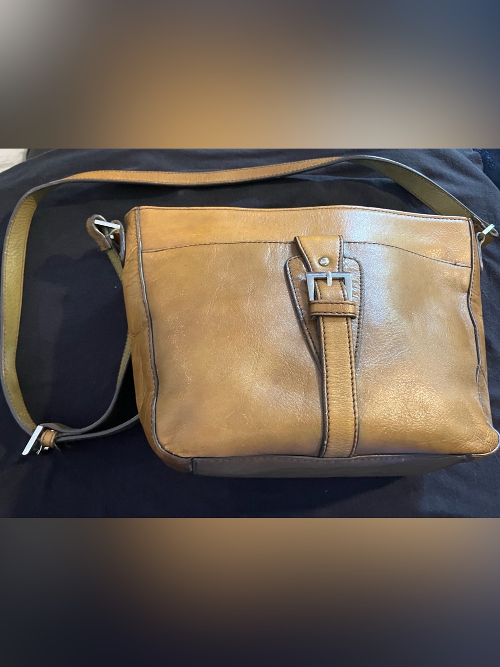 Etienne Aigner Brown Leather Buckle Crossbody Bag